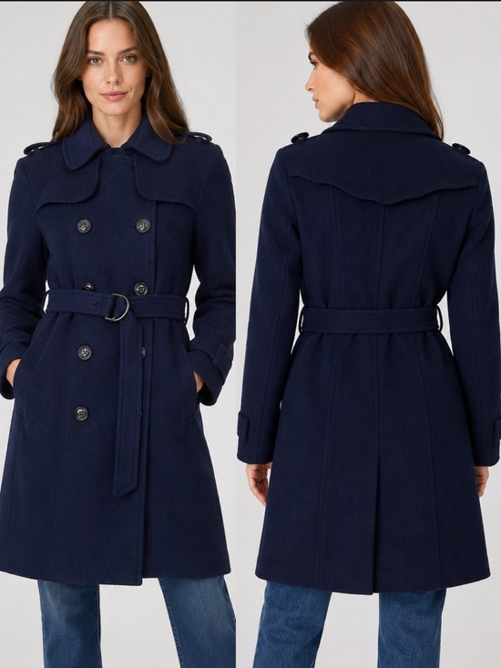Burberry Jackets & Blazers - Burberry Navy Blue Peacoat Double Breasted Coat Women's 4